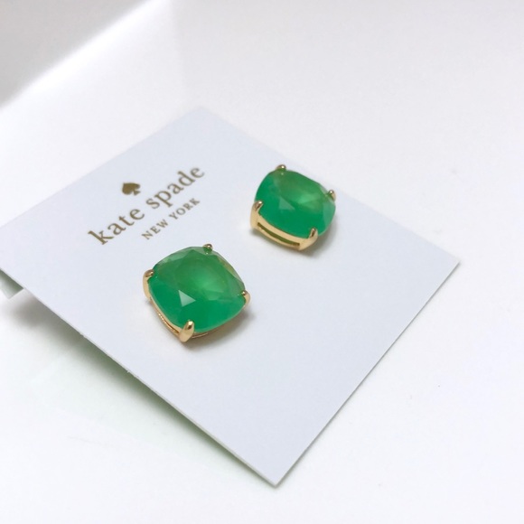 kate spade Jewelry - Kate Spade Green Small Square Stud Earrings